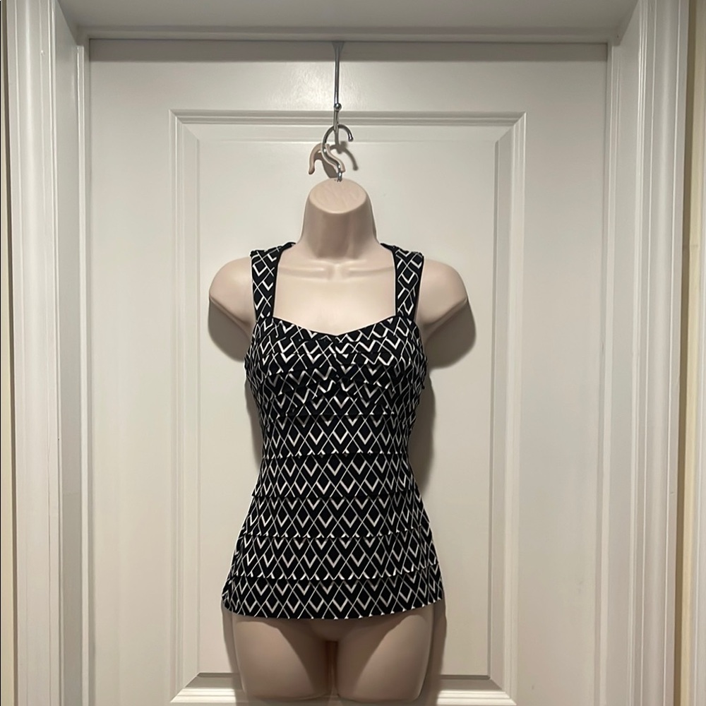 White House Black Market Black and White Camisole